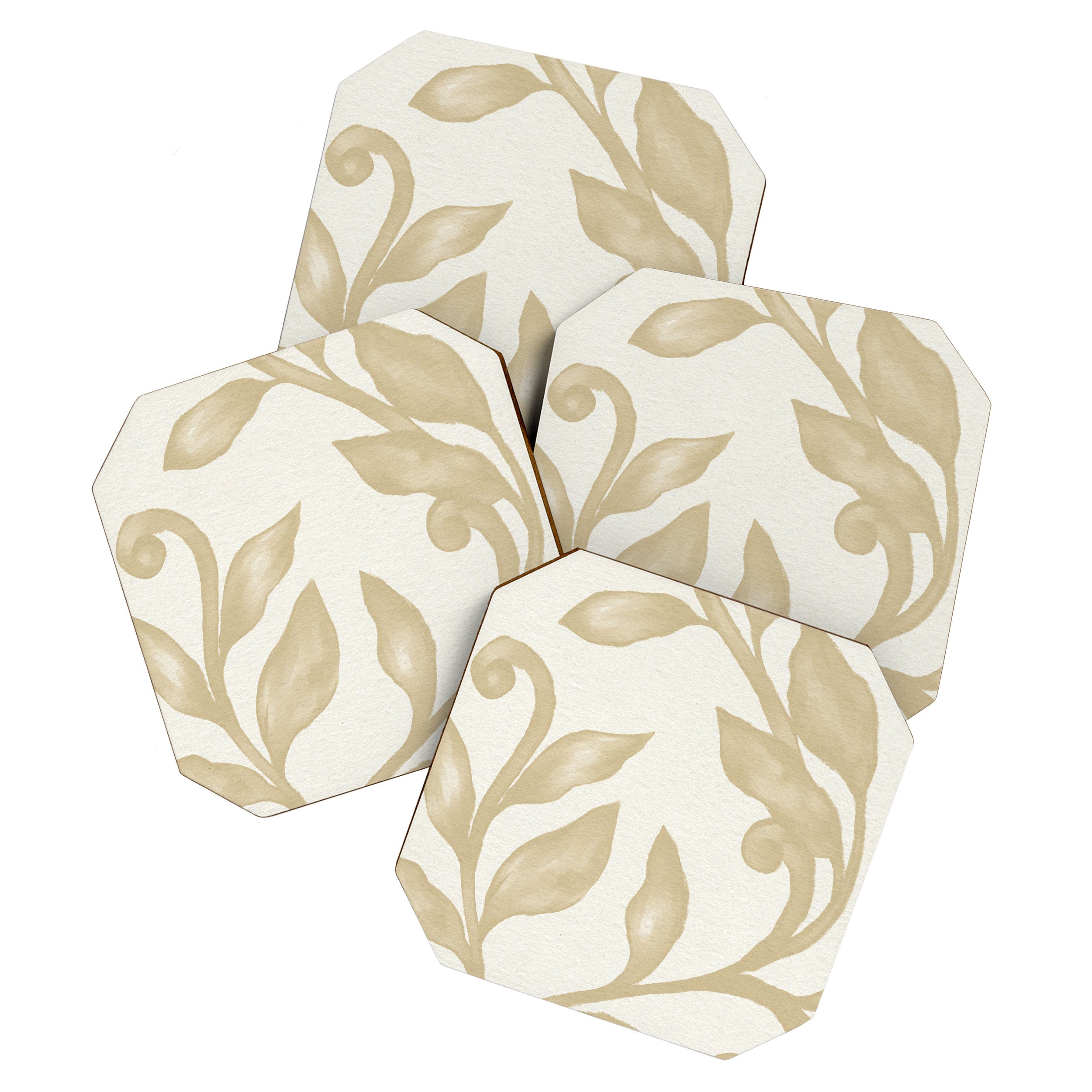 Gold elegant leaf  Coaster Gallery Image 1
