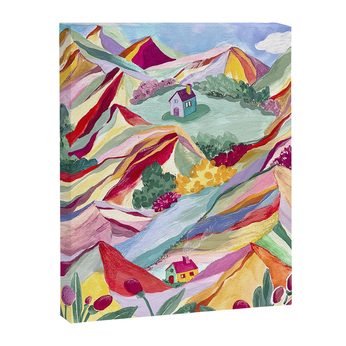 Gouache rainbow landscape Canvas Print Gallery Image 1
