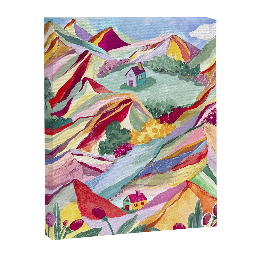 Gouache rainbow landscape Canvas Print Gallery Image 6