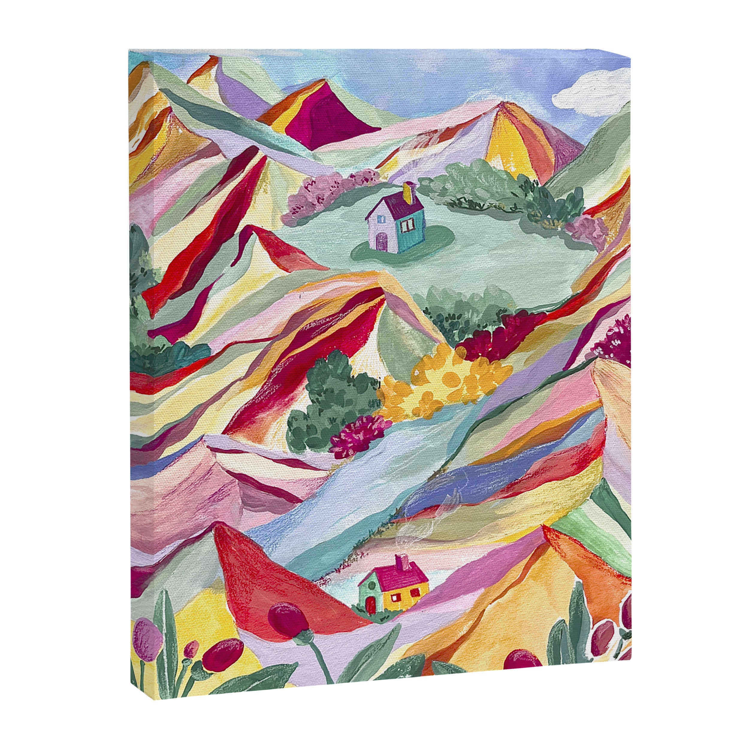 Gouache rainbow landscape Canvas Print Gallery Image 6