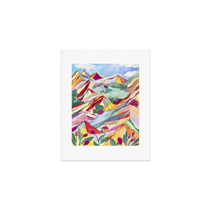 Gouache rainbow landscape Art Print Gallery Image 1