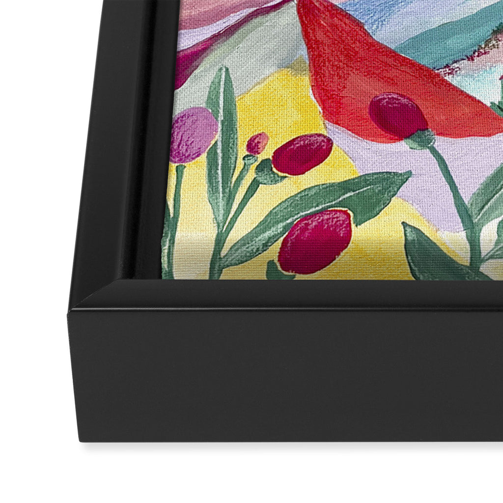 Gouache rainbow landscape Framed Canvas Print Gallery Image 3