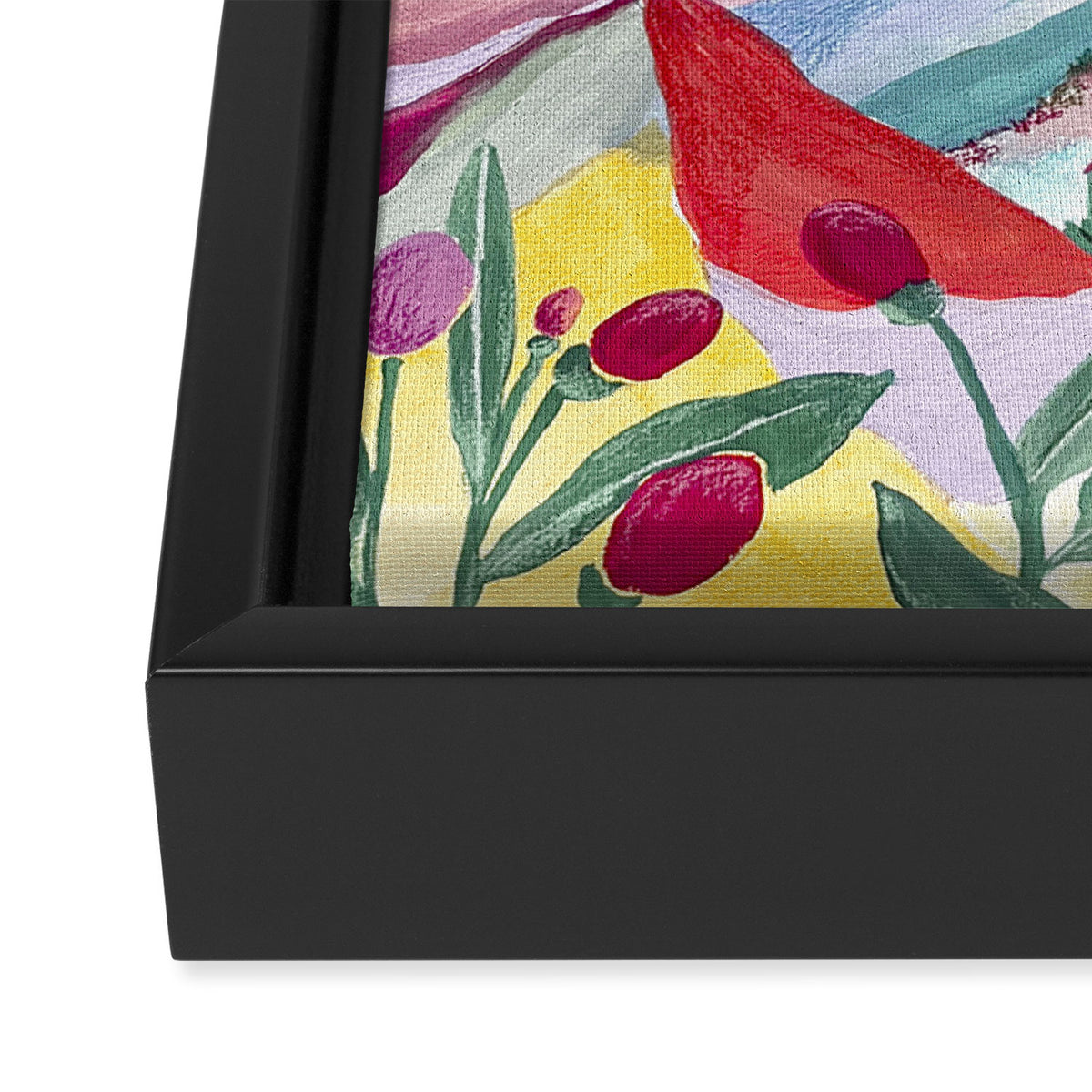 Gouache rainbow landscape Framed Canvas Print Gallery Image 3