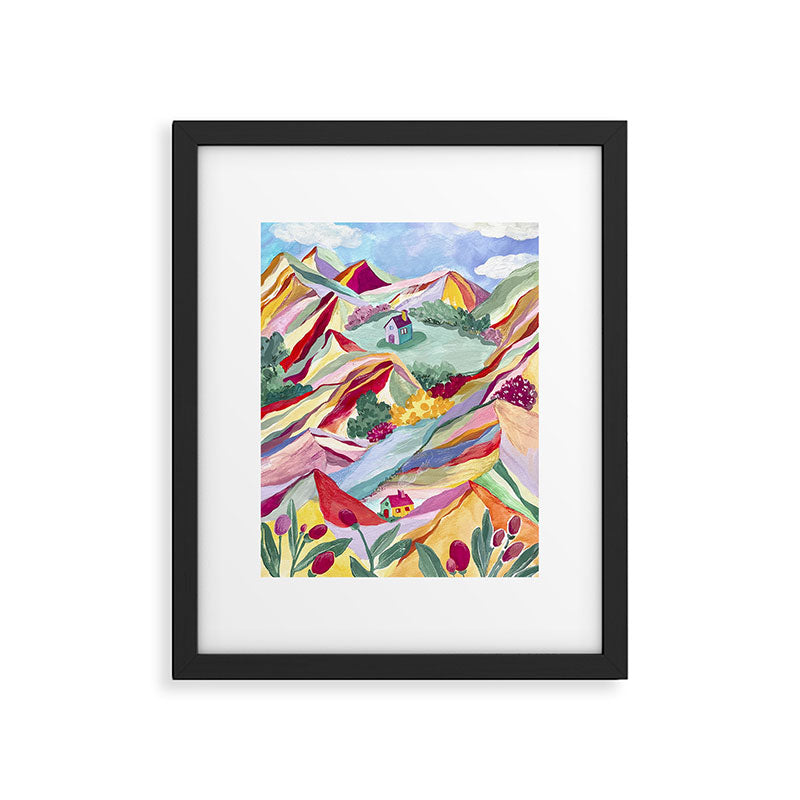Gouache rainbow landscape Framed Art Print Gallery Image 5
