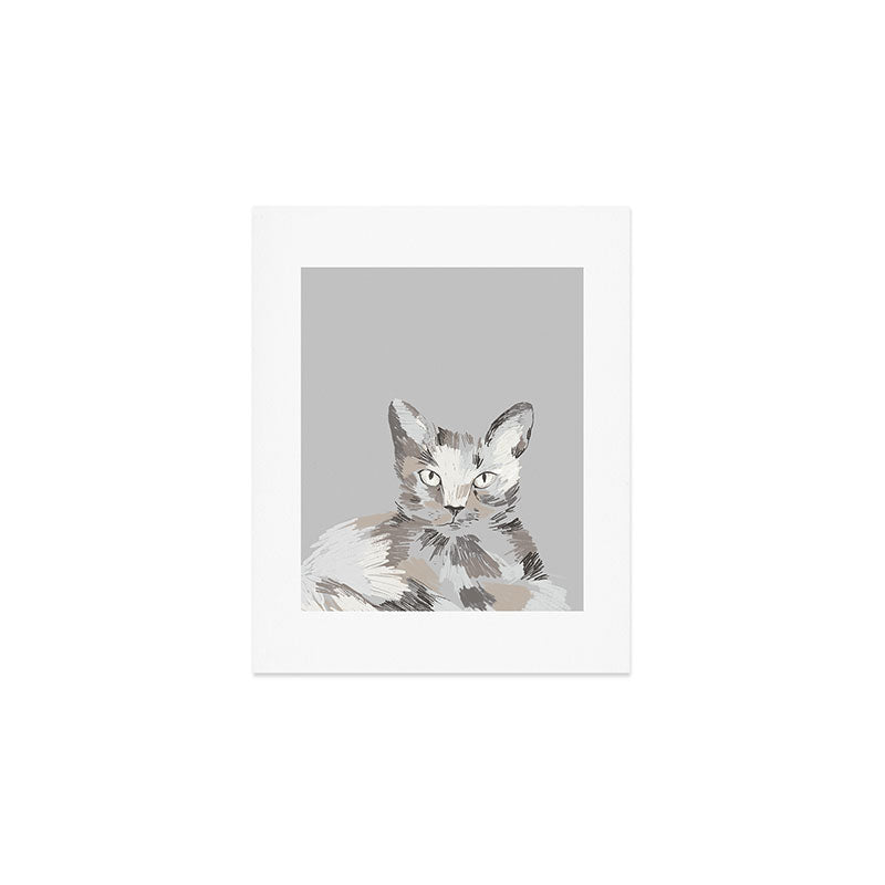 Gray Cat Sketch Art Print Gallery Image 1