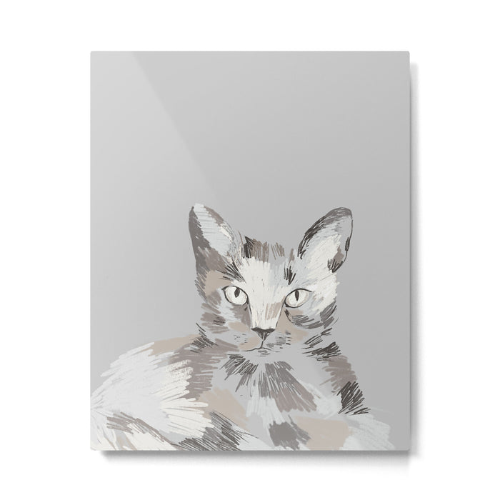 Gray Cat Sketch Metal Print Gallery Image 1