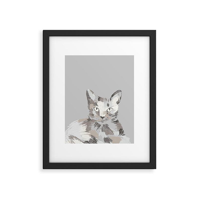 Gray Cat Sketch Framed Art Print Gallery Image 5