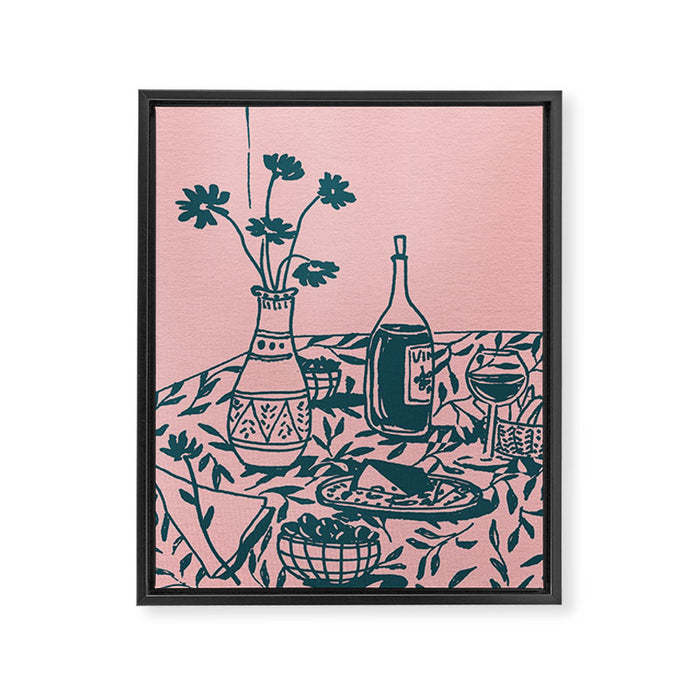 Green dinner Still Life Framed Canvas Print Gallery Image 1