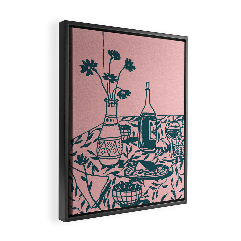 Green dinner Still Life Framed Canvas Print Gallery Image 2