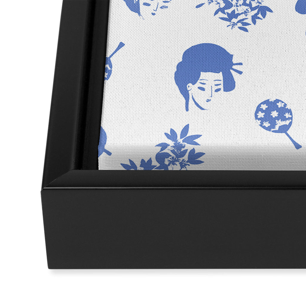 Light blue japanese pattern Framed Canvas Print Gallery Image 3