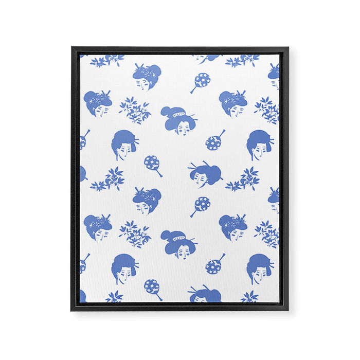 Light blue japanese pattern Framed Canvas Print Gallery Image 1