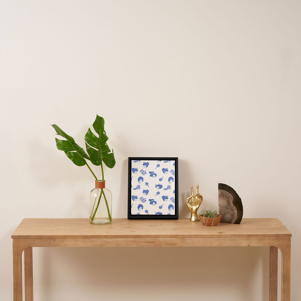 Light blue japanese pattern Framed Canvas Print Gallery Image 4