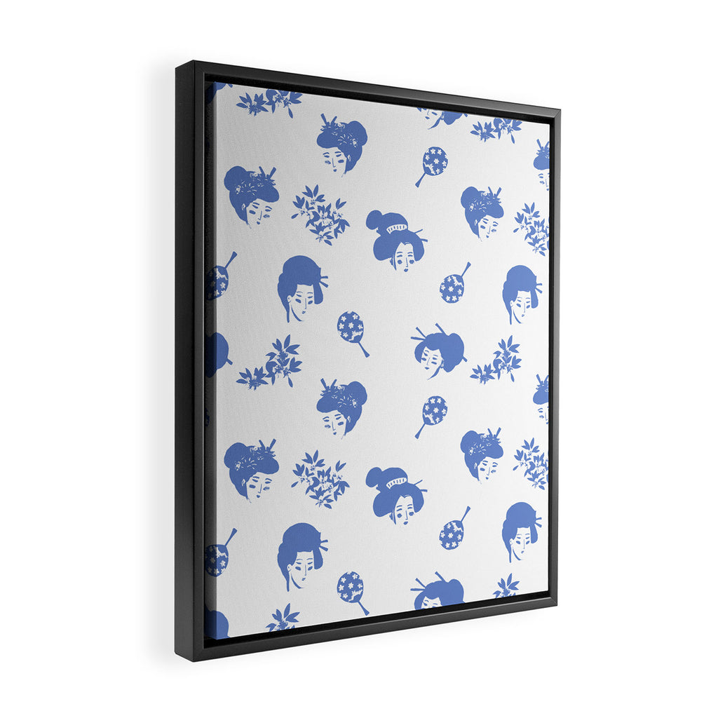 Light blue japanese pattern Framed Canvas Print Gallery Image 2