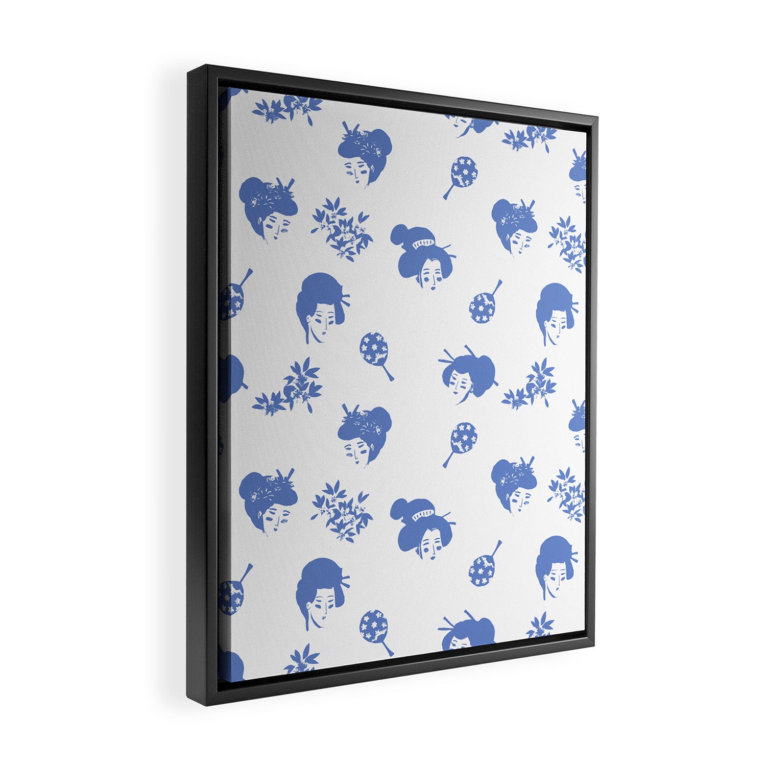 Light blue japanese pattern Framed Canvas Print Gallery Image 2