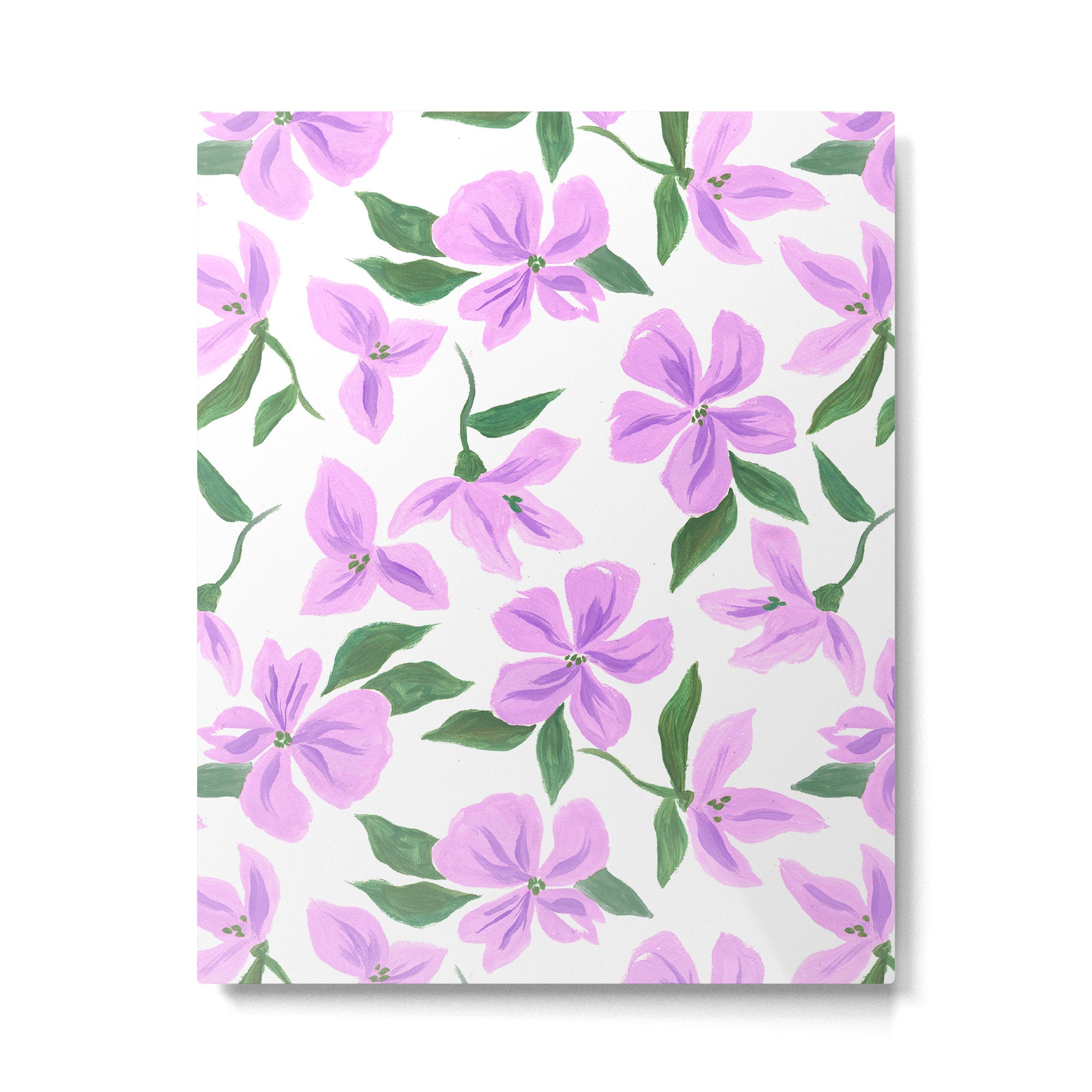 Lilac gouache flowers Metal Print Gallery Image 4