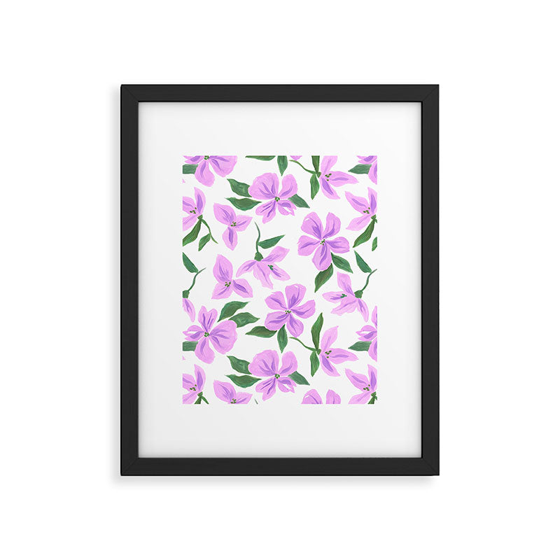 Lilac gouache flowers Framed Art Print Gallery Image 5