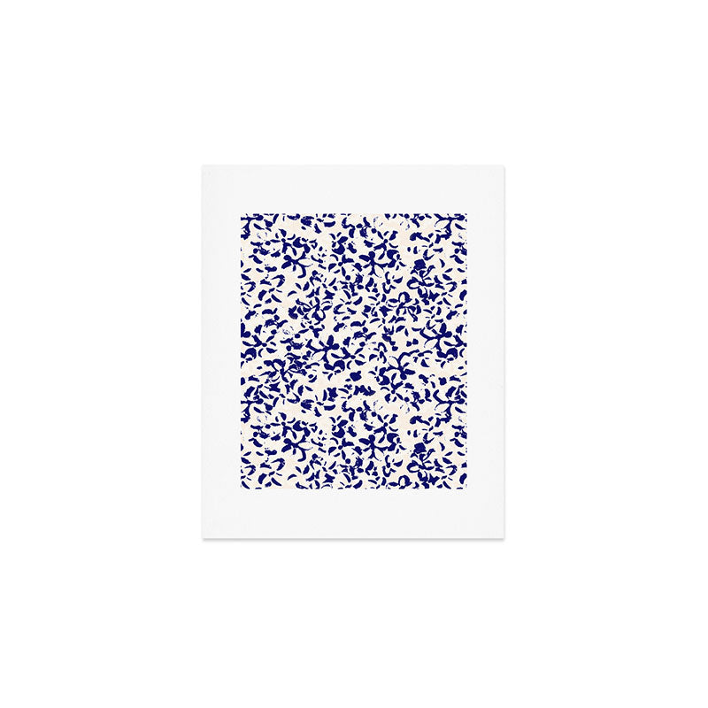 Mediterranean blue handmade floral Art Print Gallery Image 1