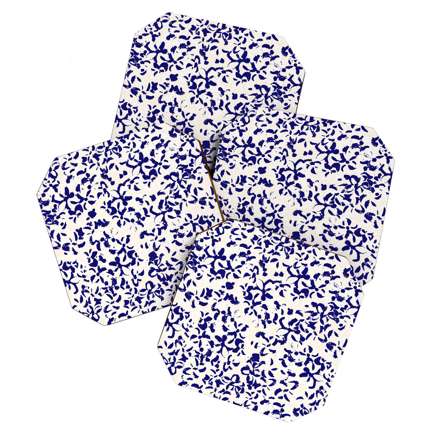 Mediterranean blue handmade floral Coaster Gallery Image 1