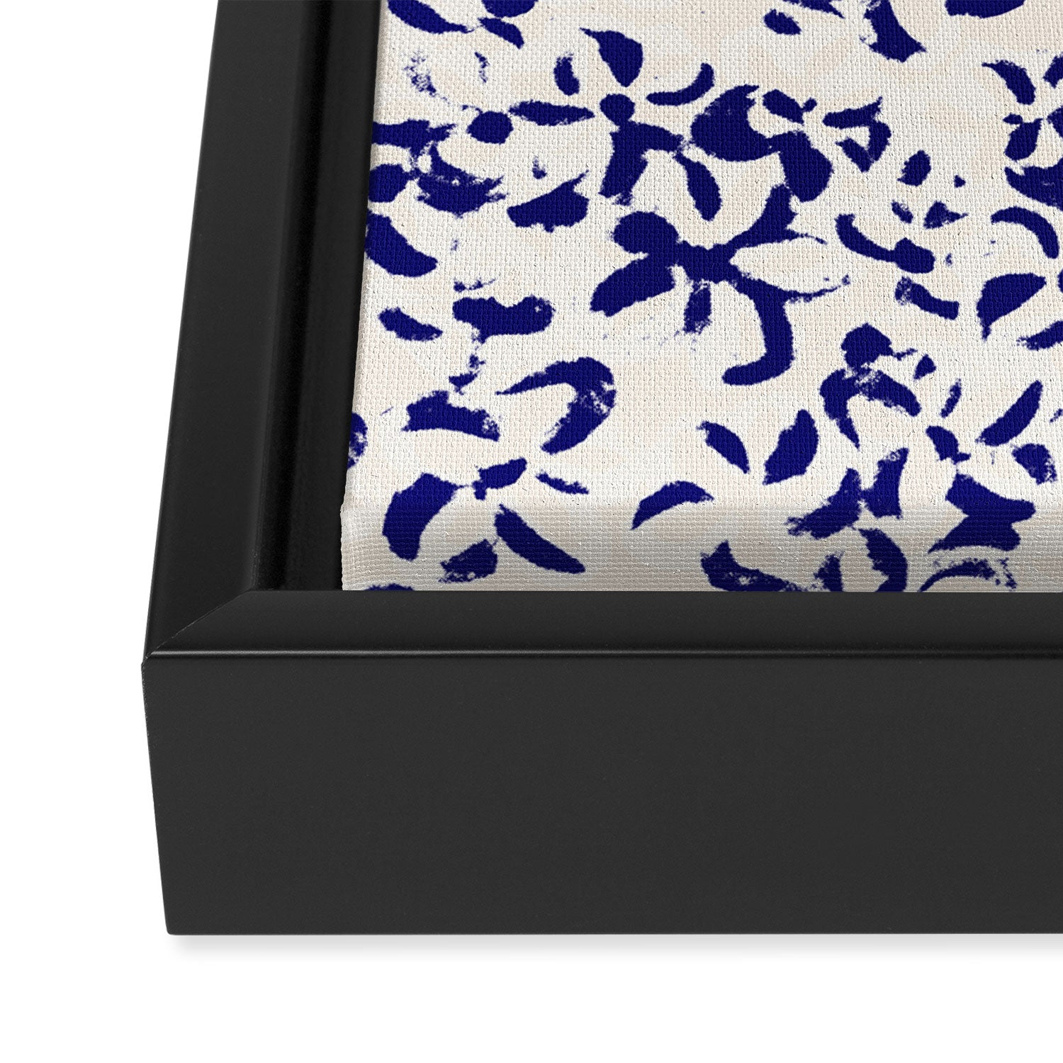 Mediterranean blue handmade floral Framed Canvas Print Gallery Image 3