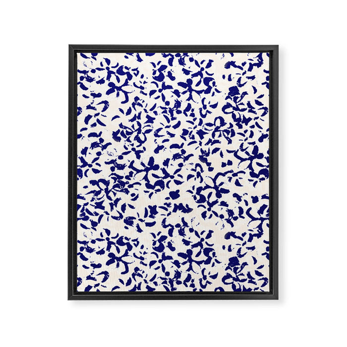 Mediterranean blue handmade floral Framed Canvas Print Gallery Image 1