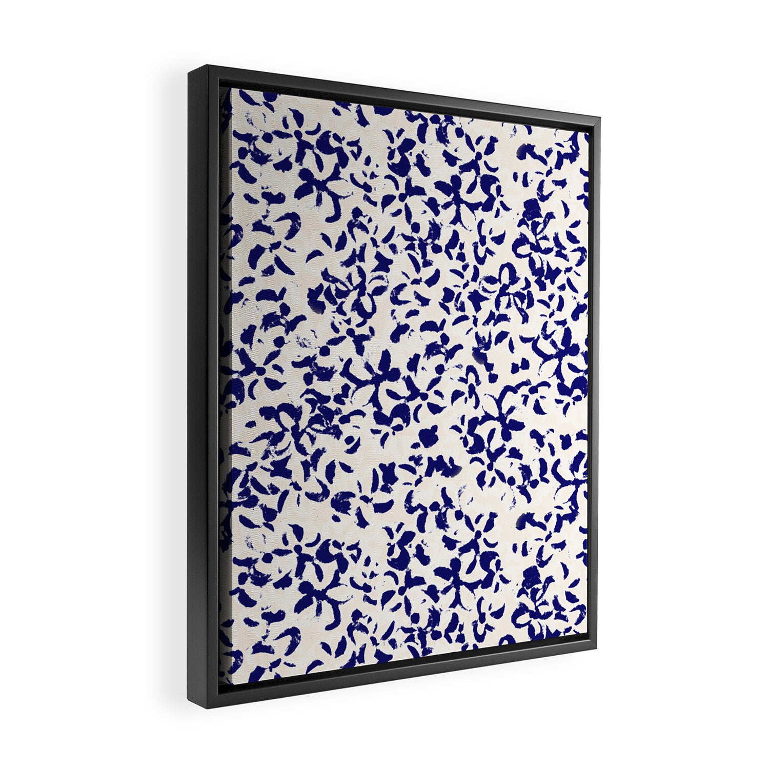 Mediterranean blue handmade floral Framed Canvas Print Gallery Image 2