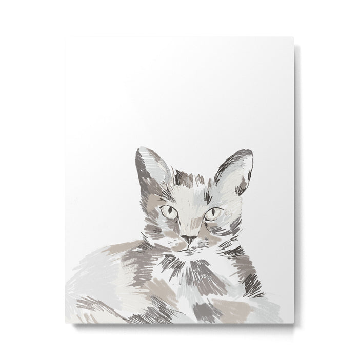 Minimalist Line Art Cat Metal Print Gallery Image 1