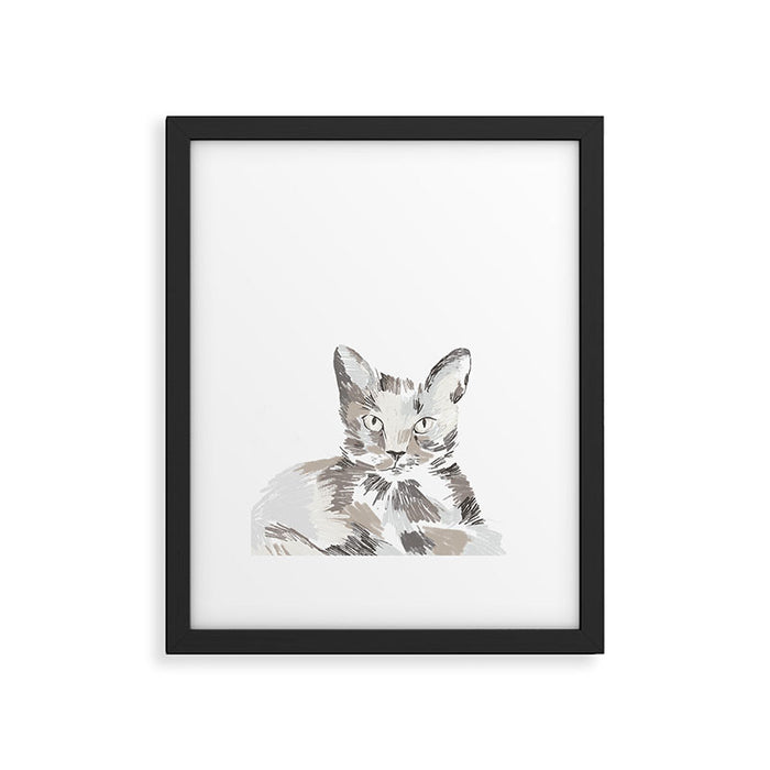 Minimalist Line Art Cat Framed Art Print Gallery Image 1