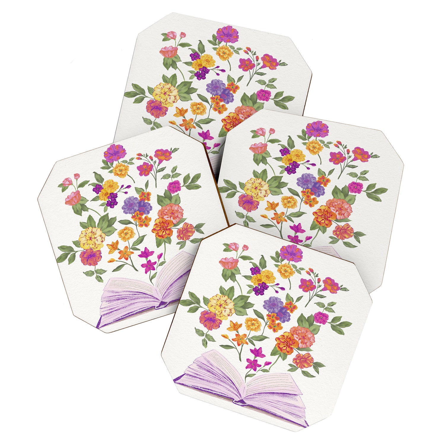 Open book blossom - Full color Coaster Gallery Image 1