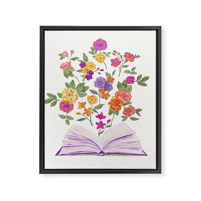 Open book blossom - Full color Framed Canvas Print Gallery Image 1
