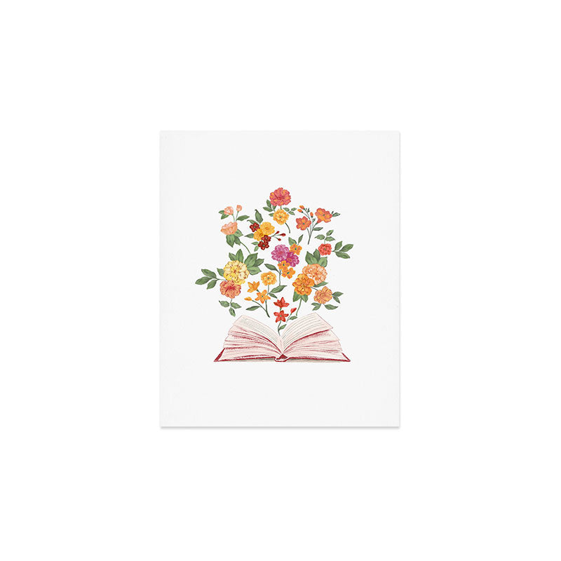 Open book blossom - Orange & pink Art Print Gallery Image 1