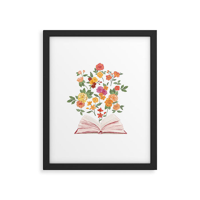 Open book blossom - Orange & pink Framed Art Print Gallery Image 1