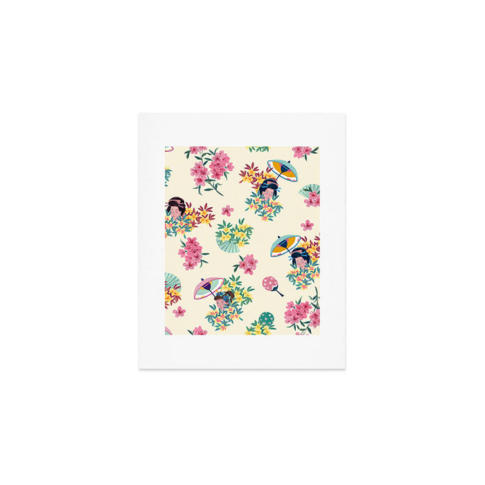 Pastel pink oriental pattern Art Print Gallery Image 1