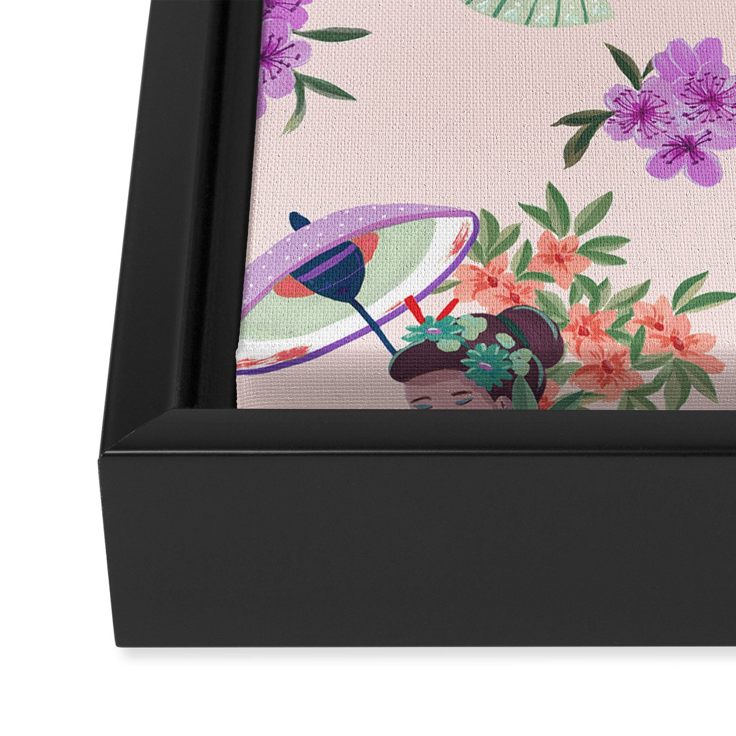 Pastel purple oriental pattern Framed Canvas Print Gallery Image 3