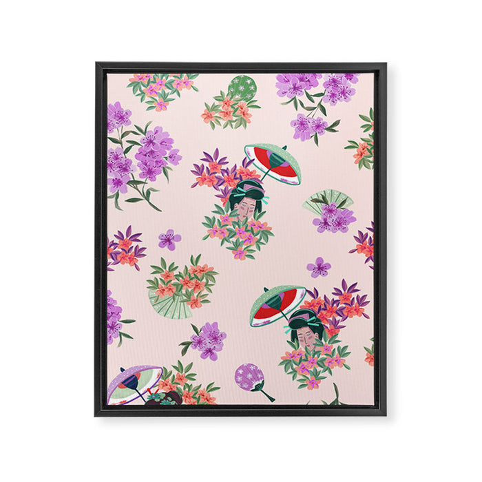 Pastel purple oriental pattern Framed Canvas Print Gallery Image 1
