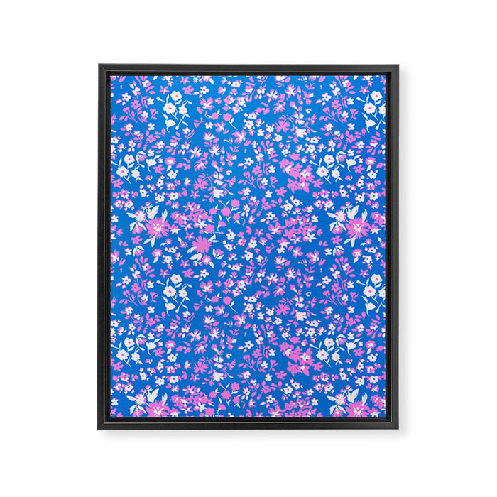 Pink and blue pop art ditsy Framed Canvas Print Gallery Image 1