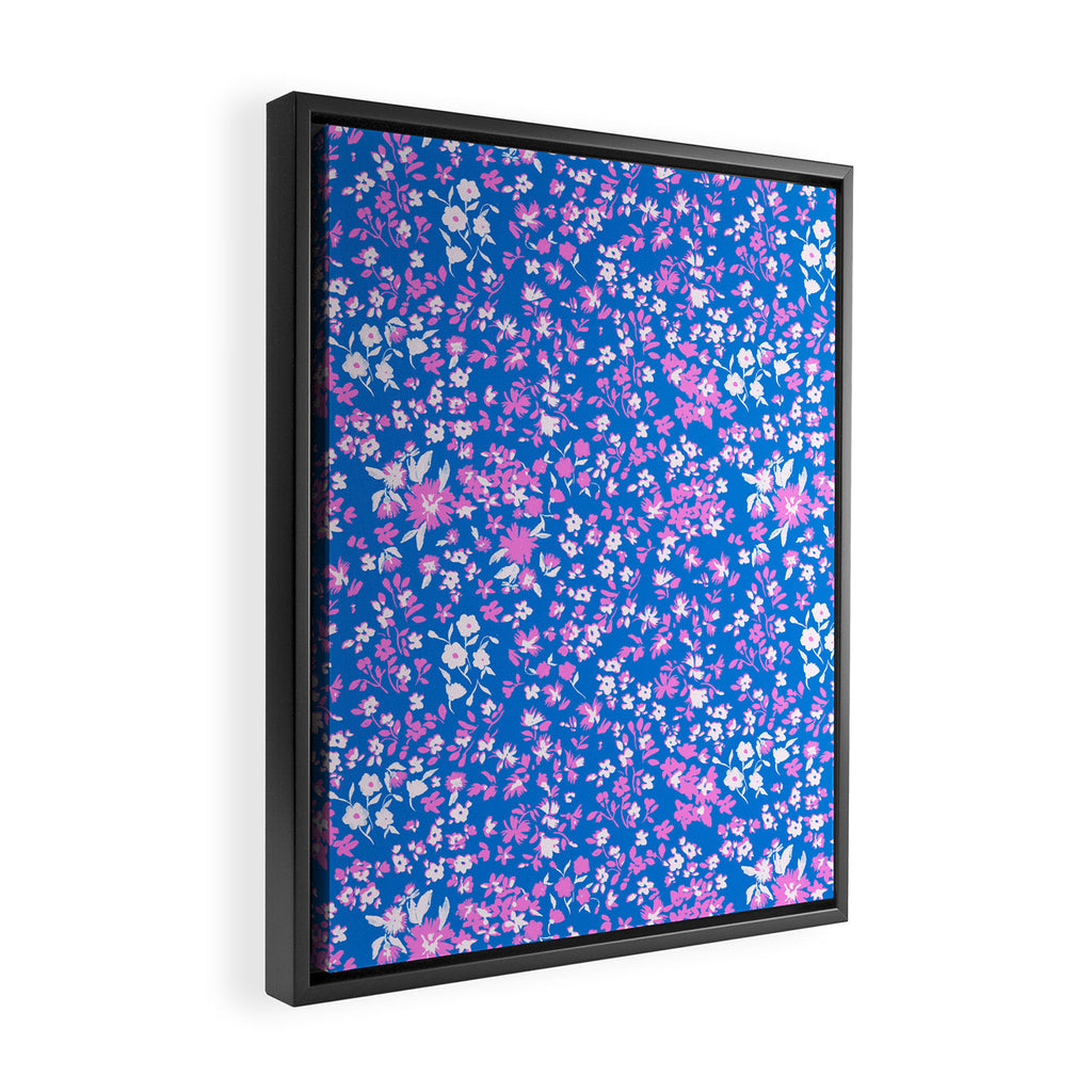 Pink and blue pop art ditsy Framed Canvas Print Gallery Image 2