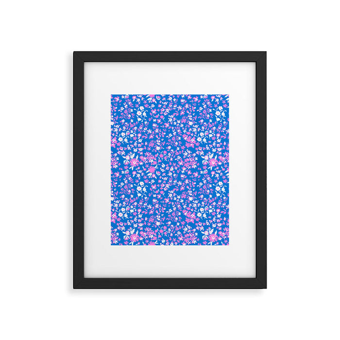 Pink and blue pop art ditsy Framed Art Print Gallery Image 1