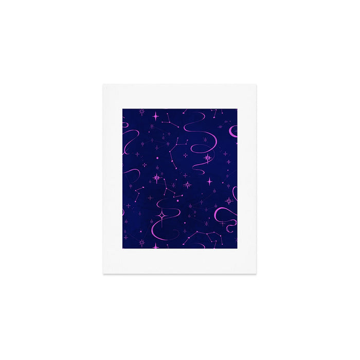 Pink and dark blue mystical starry night Art Print Gallery Image 1