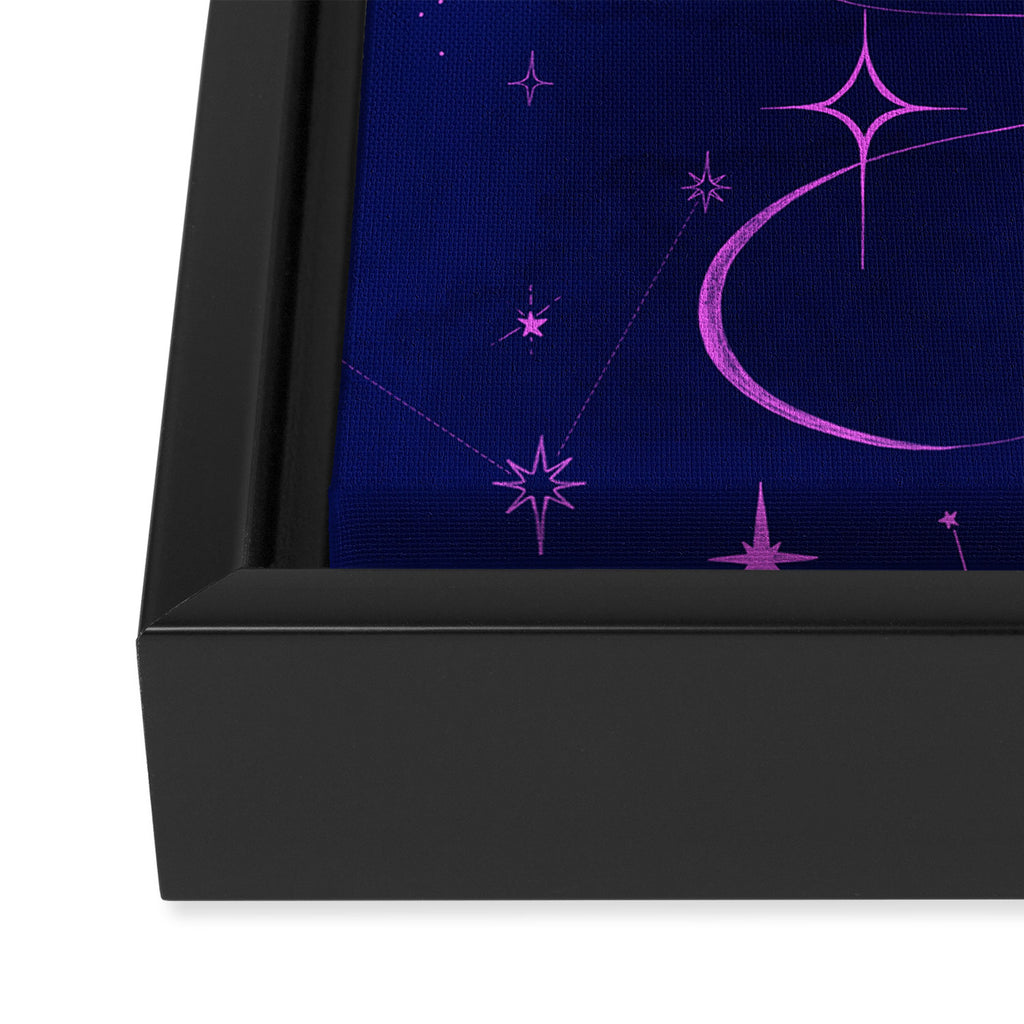 Pink and dark blue mystical starry night Framed Canvas Print Gallery Image 3