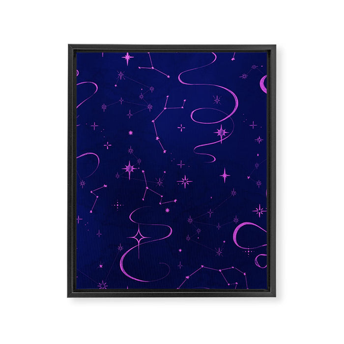 Pink and dark blue mystical starry night Framed Canvas Print Gallery Image 1