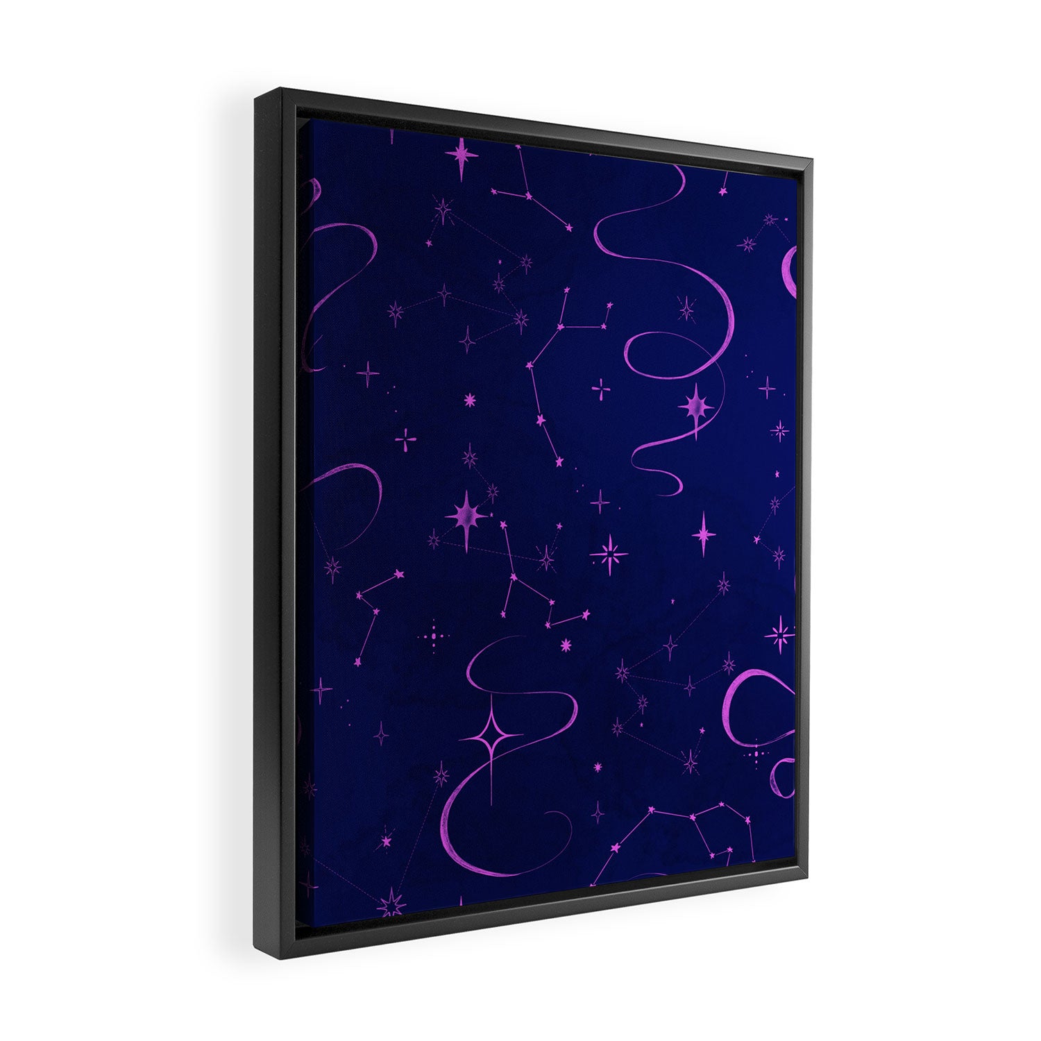 Pink and dark blue mystical starry night Framed Canvas Print Gallery Image 2