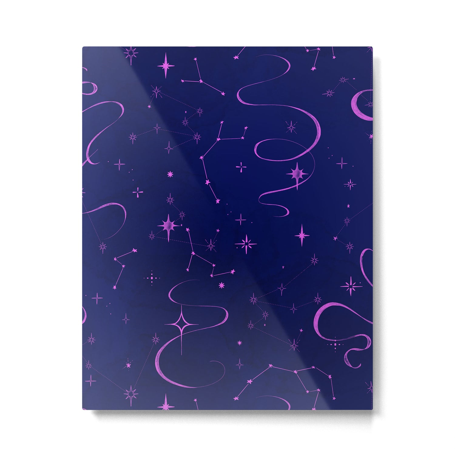 Pink and dark blue mystical starry night Metal Print Gallery Image 6