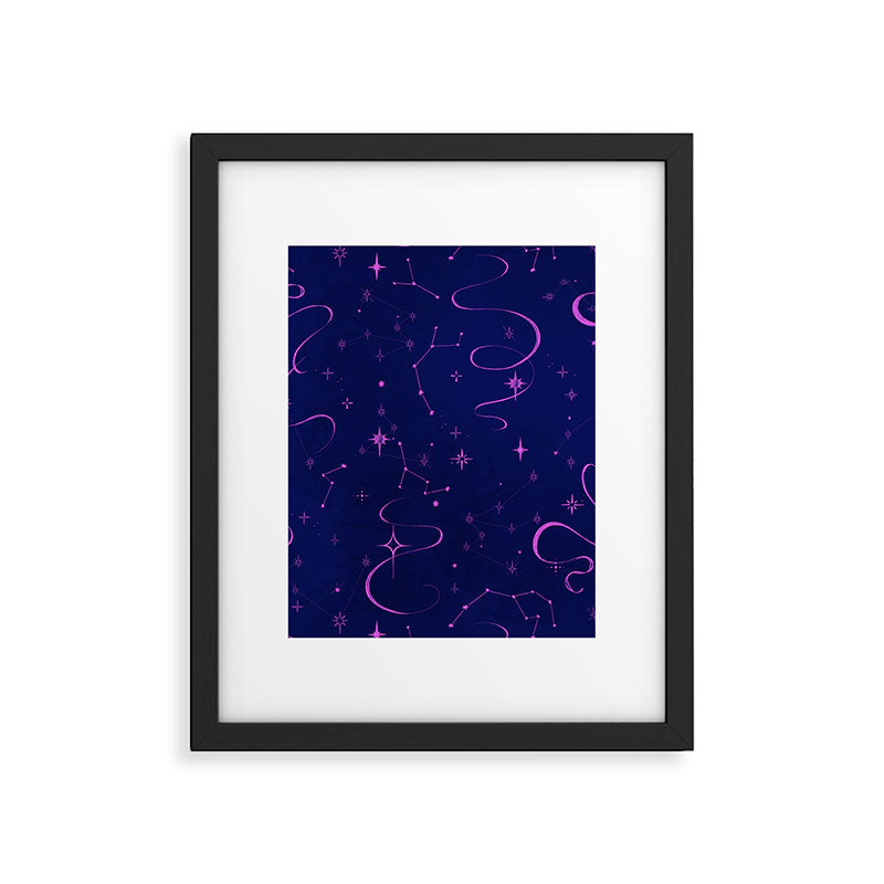 Pink and dark blue mystical starry night Framed Art Print Gallery Image 6