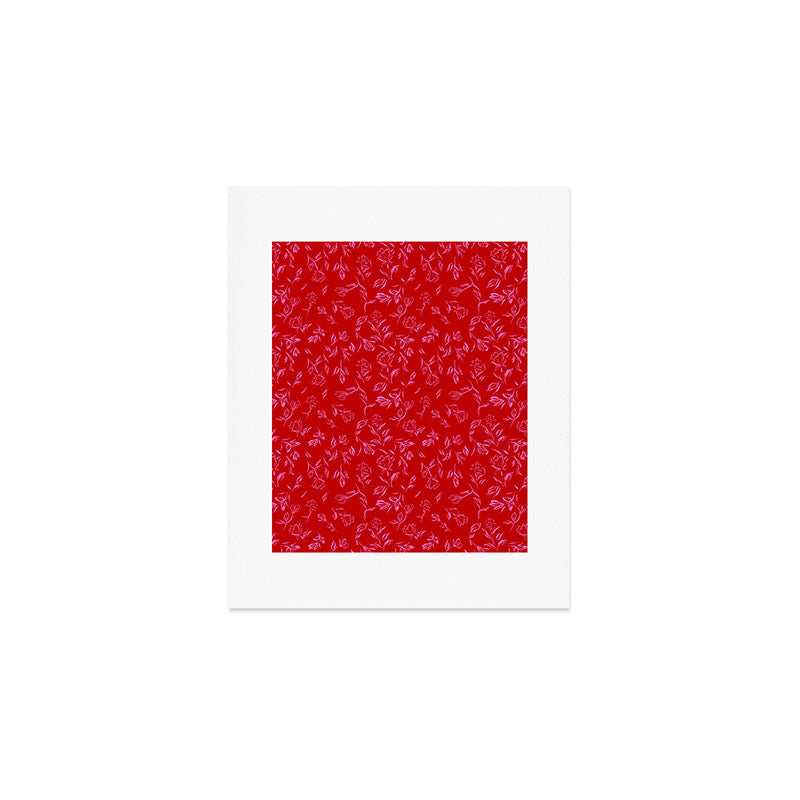Pink and red romantic wildflowers Art Print Gallery Image 1
