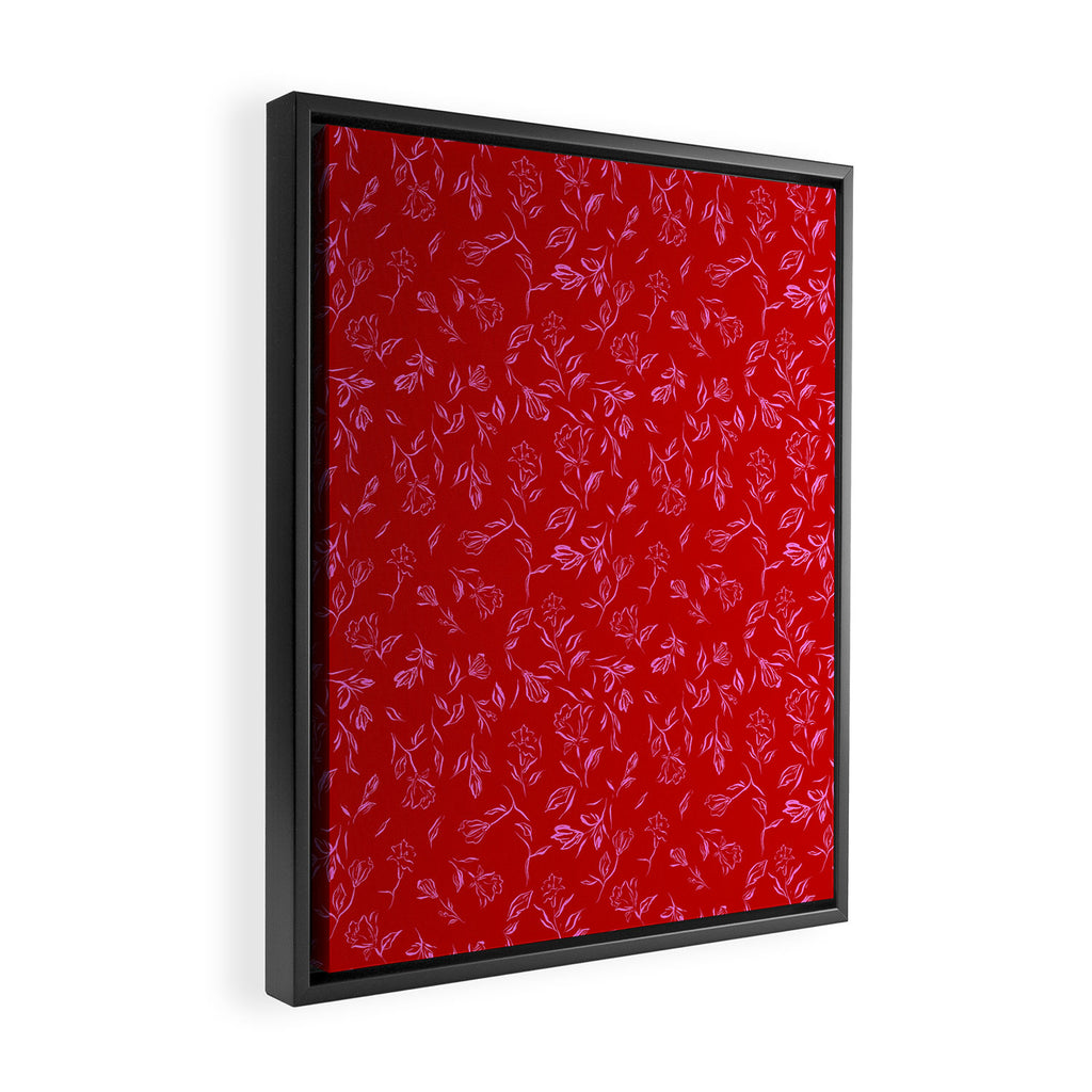Pink and red romantic wildflowers Framed Canvas Print Gallery Image 2