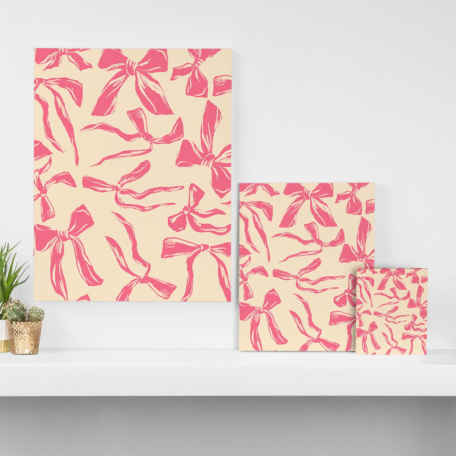Pink bow pattern Canvas Print Gallery Image 3
