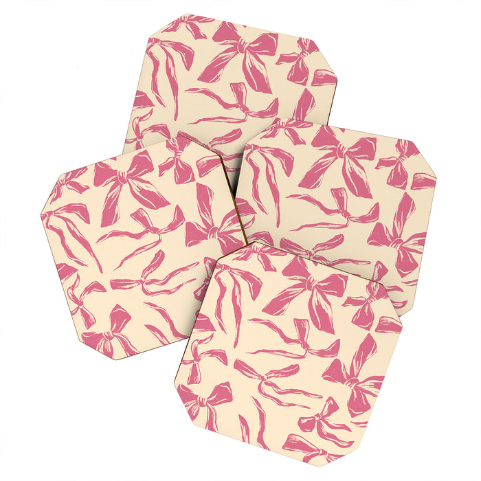 Pink bow pattern Coaster Gallery Image 1