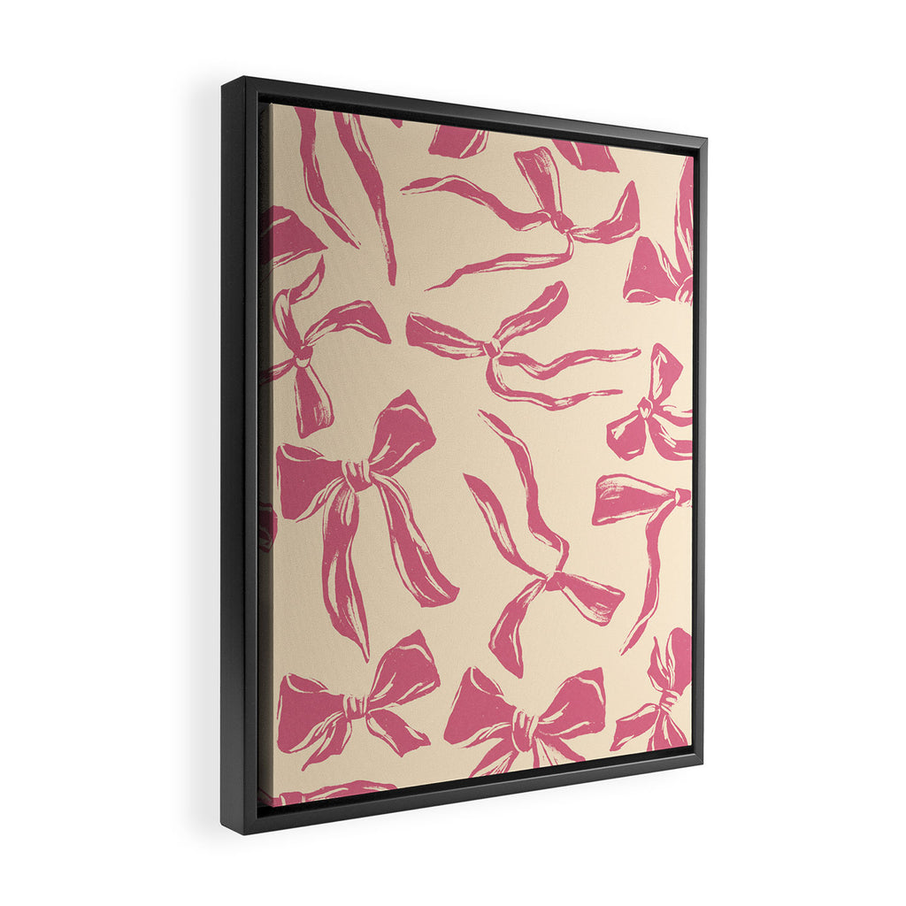 Pink bow pattern Framed Canvas Print Gallery Image 2