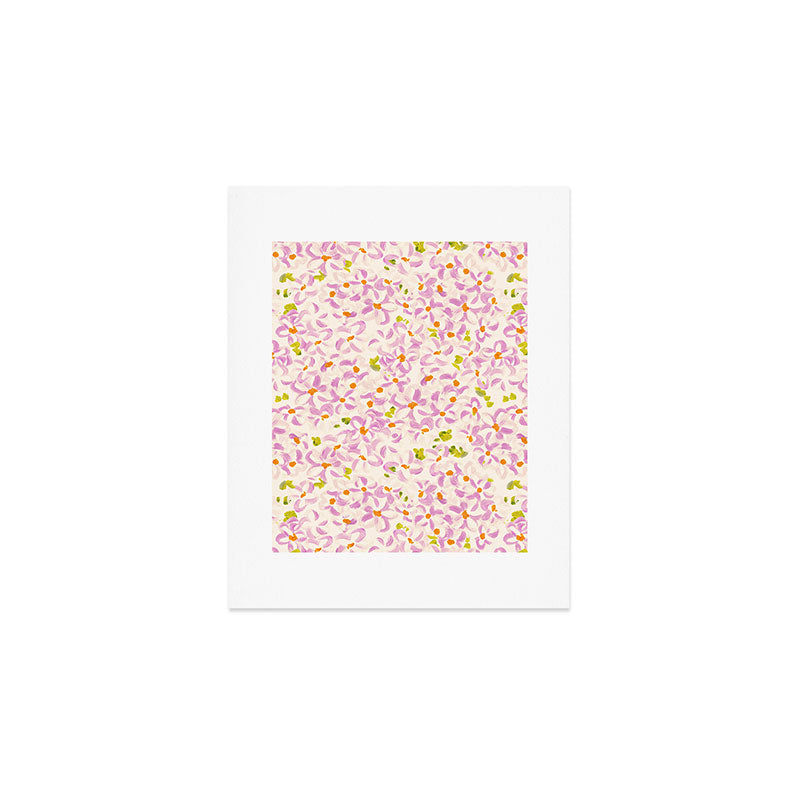 Pink brush stroke flowers Art Print Gallery Image 1