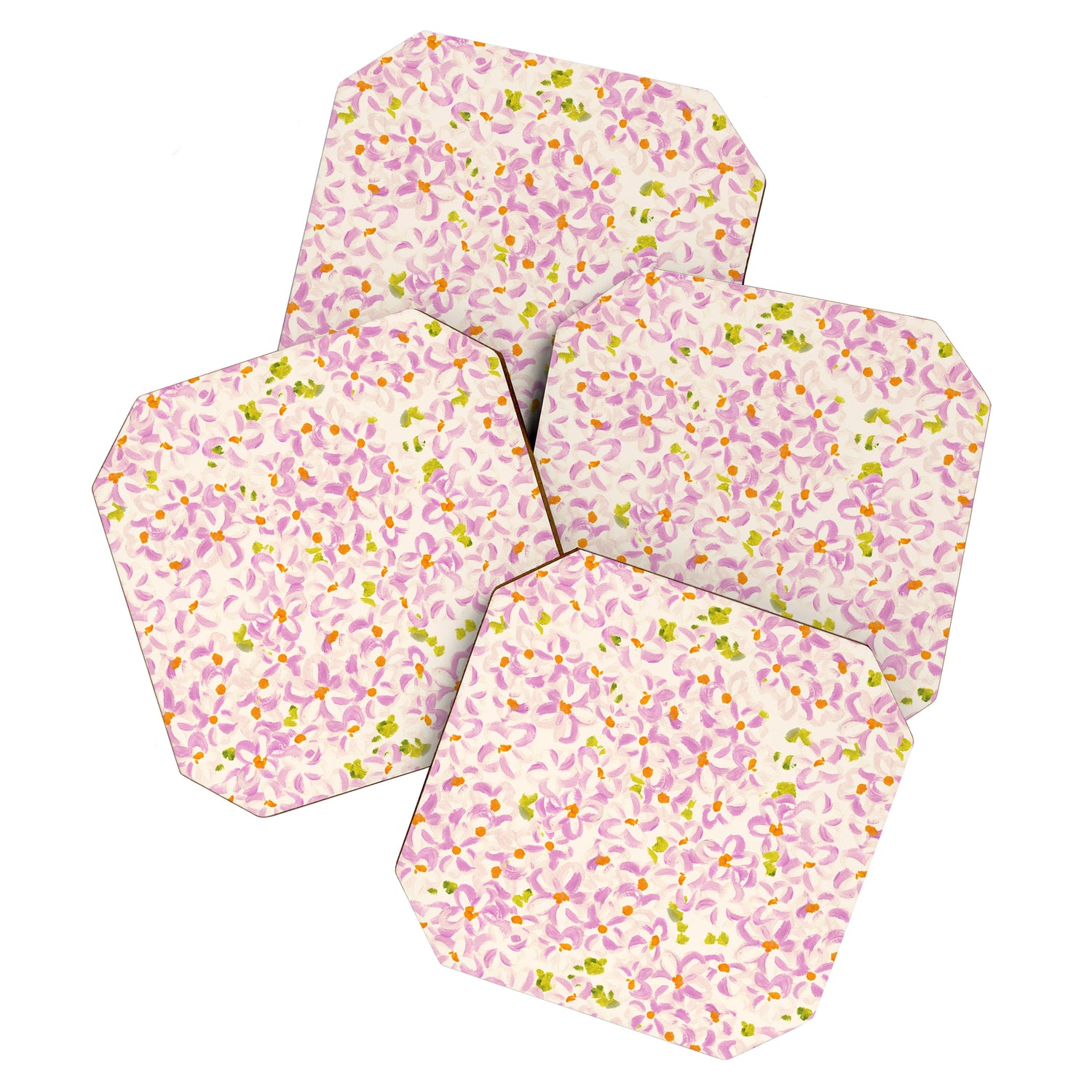 Pink brush stroke flowers Coaster Gallery Image 1
